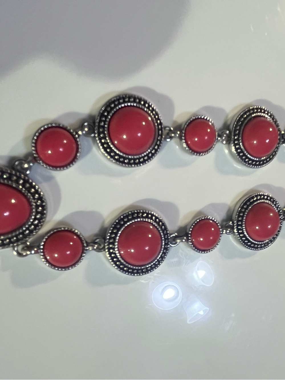 paparazzi Silver-Tone Necklace with Hot Pink Cabochons
